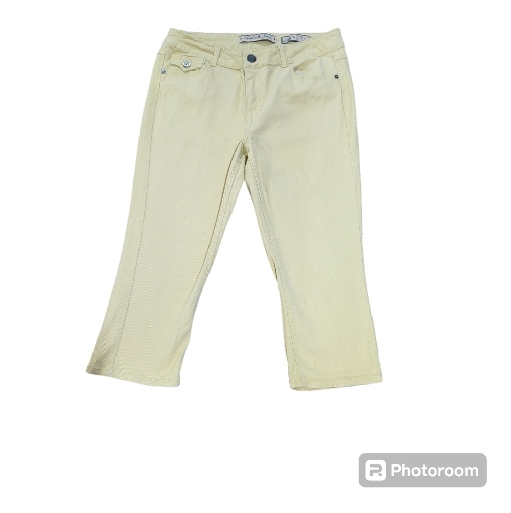 Vanilla Star Yellow Mid Rise Crop Fit Denim Jeans Size 8